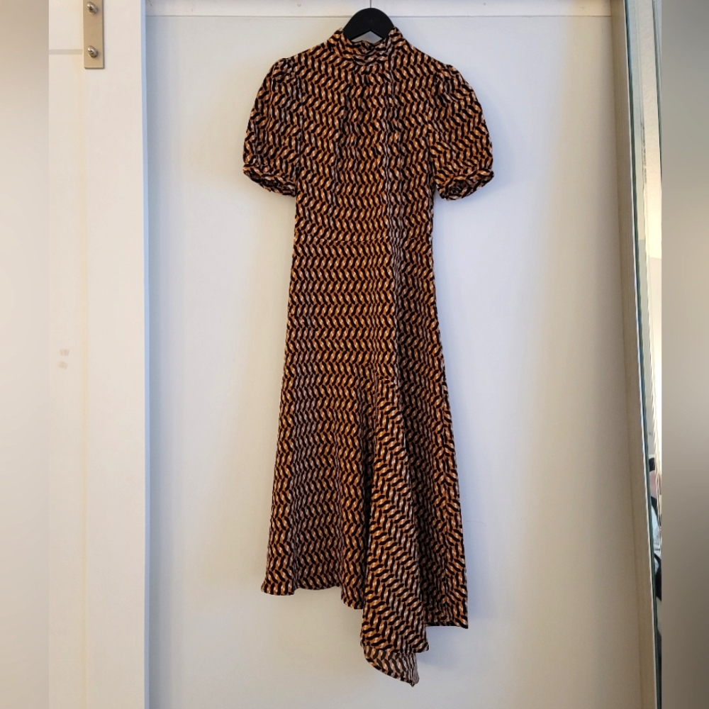 Who What Wear | Geo Multicolor Asymmetrical Midi Dress